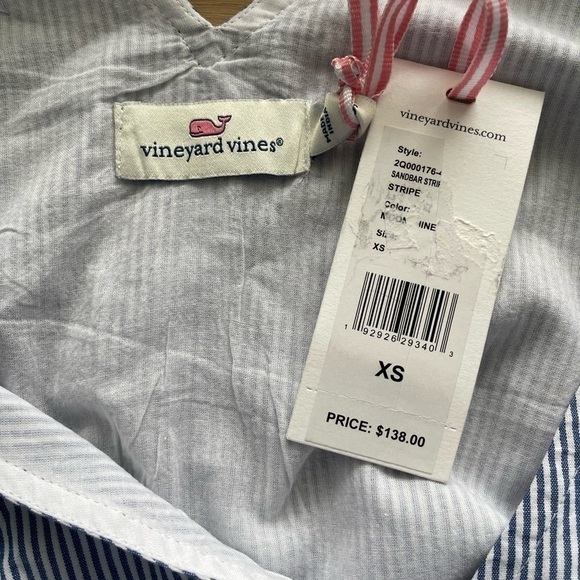 𝅺NEW Vineyard Vines Sandbar Stripes Bow Sleeveless Dress US XS - Picture 6 of 7